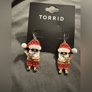 NEW! Torrid Gold Vacation Santa Earrings
